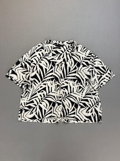 Jane + Delancry Botanical Cropped Rayon Shirt Large