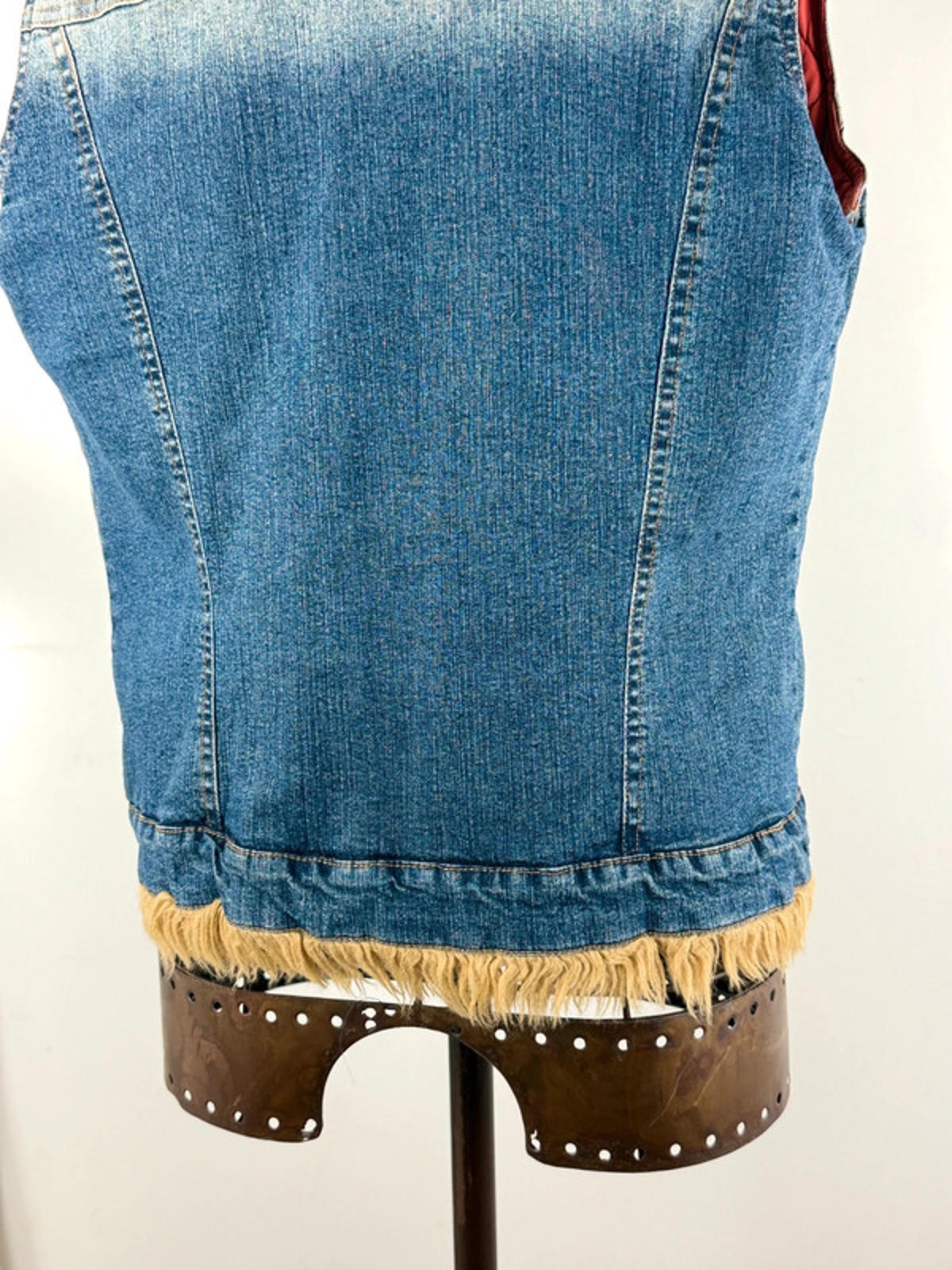 Y2K Afghan Denim Vest Gilet Medium