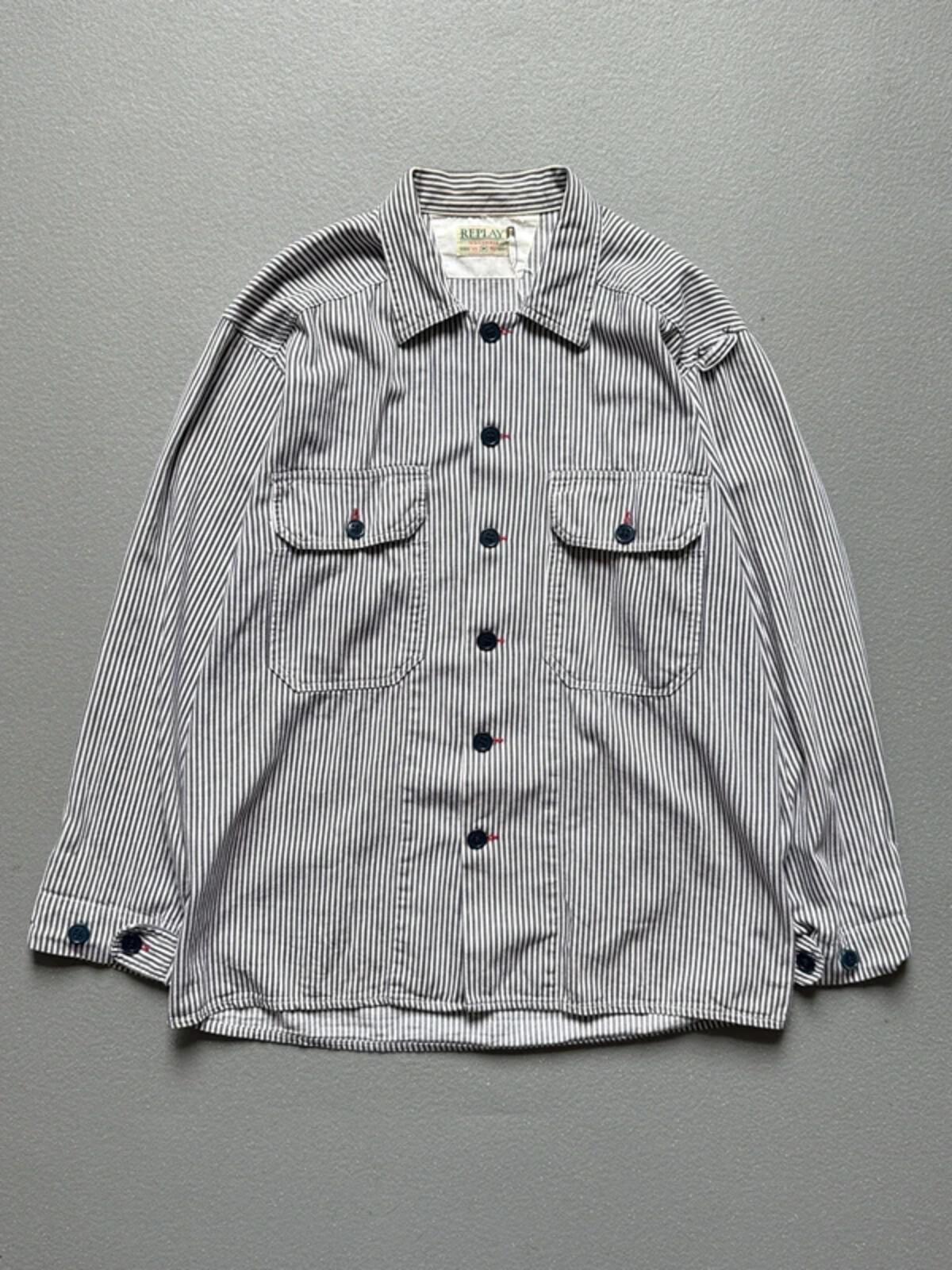 Replay 80s Railroad Stripe Chore Shirt Medium