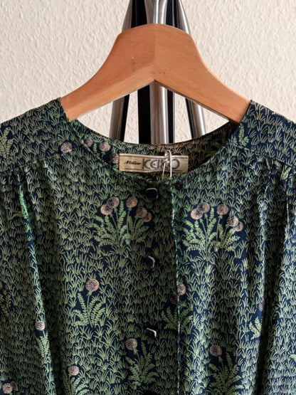 1960s Dandelion Printed Long Sleeve Midi Dress Small