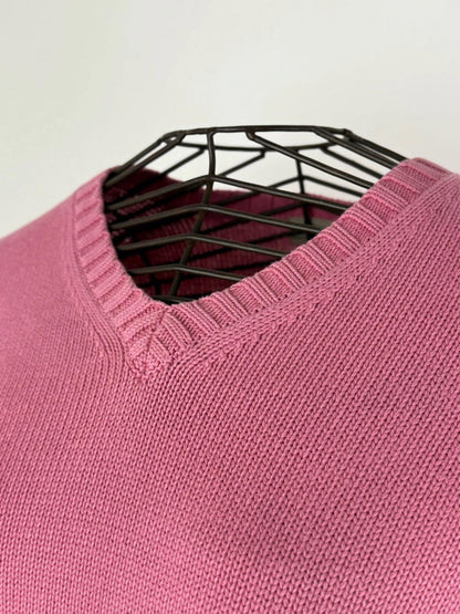 LL Bean V Neck Cotton Knit Sweater Small Medium