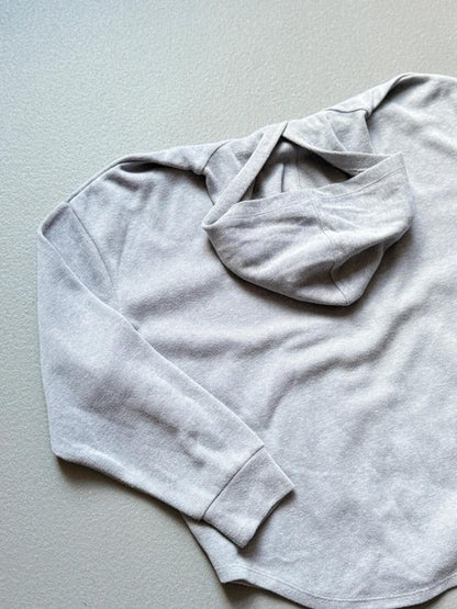 Super Boxy Grey Cotton Ribbed Hoodie Size 14