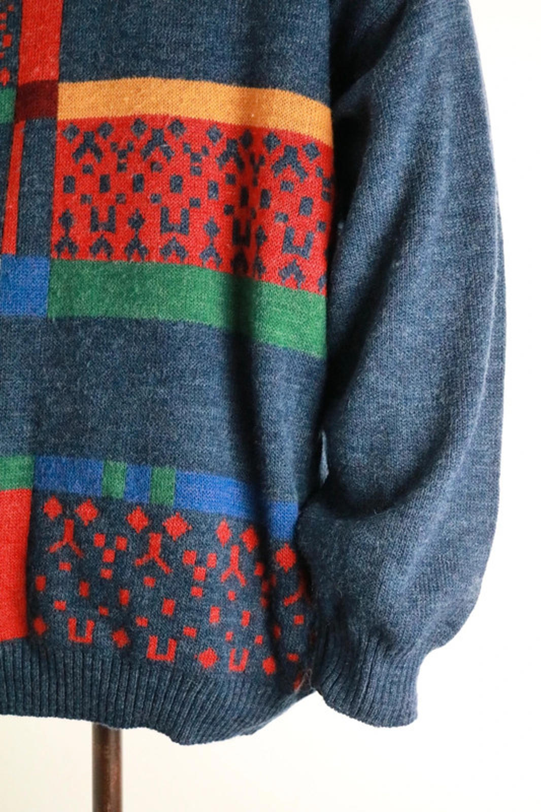 Vintage Art Style Pattern Wool 90s Jumper Large
