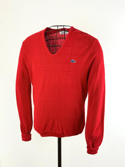 Lacoste 80s Casual V Neck Acrylic Knit Jumper Large