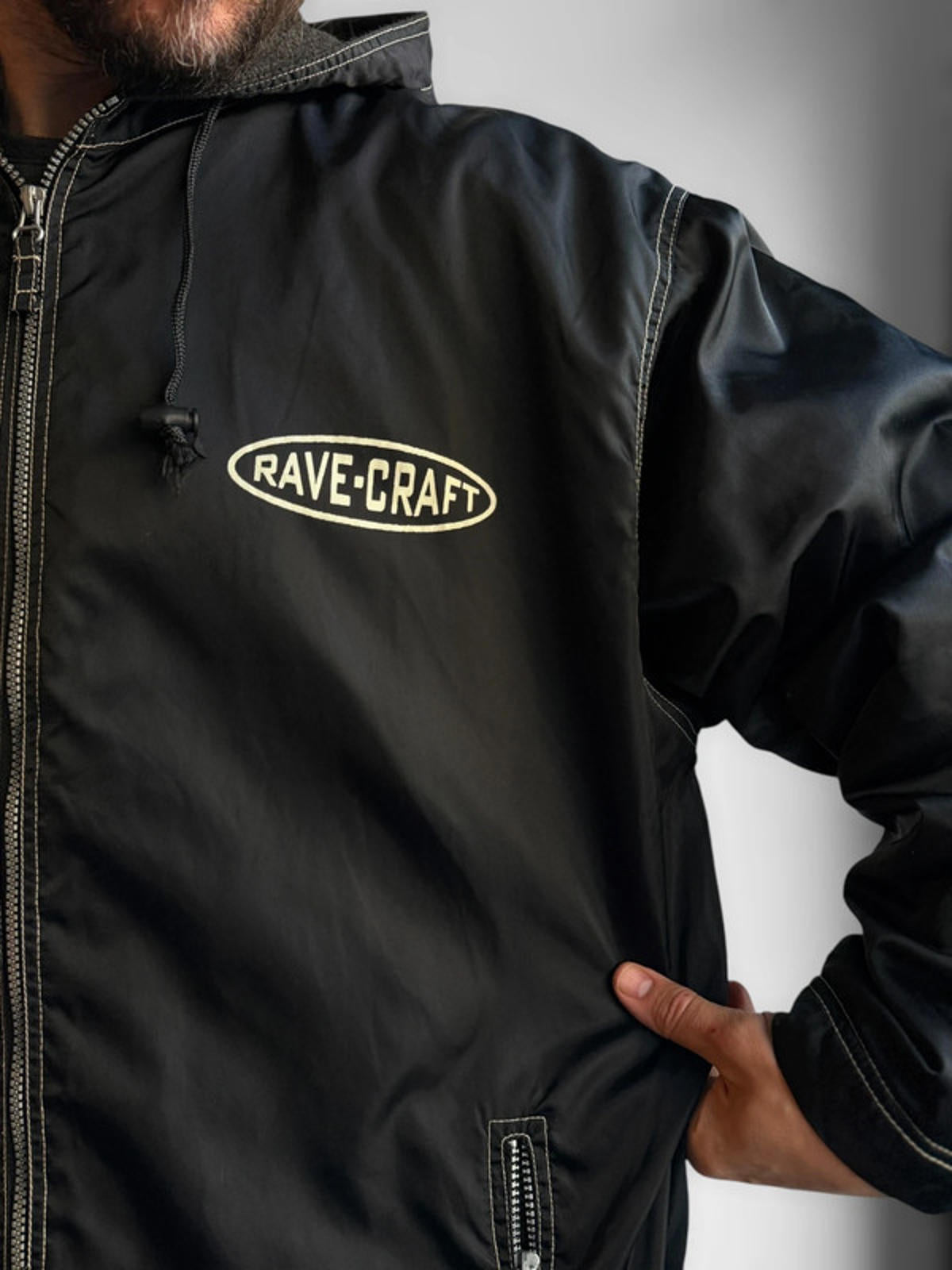 Y2K 90s Rave Jacket Fleece Lined XL