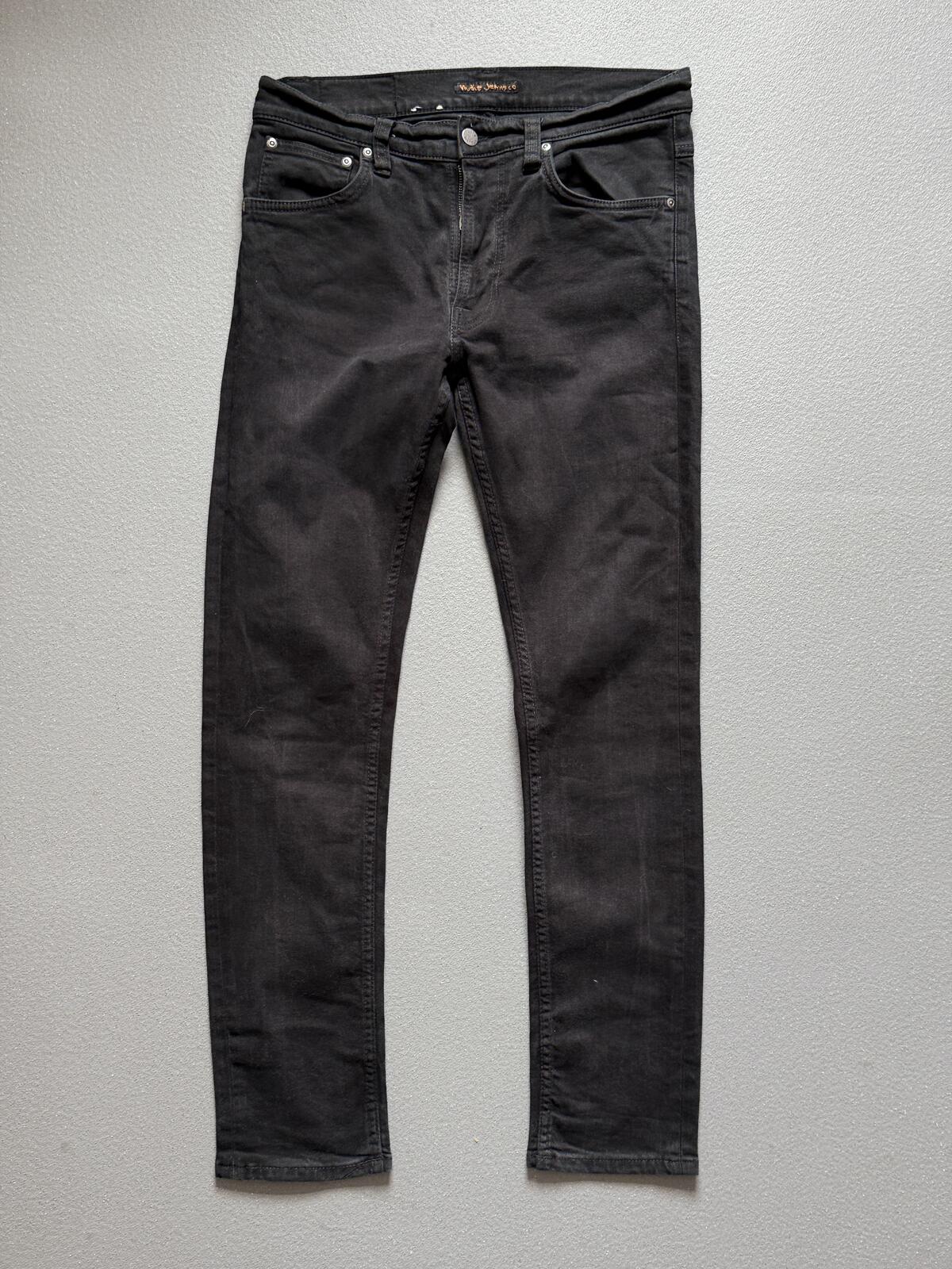 Nudie Jeans Lean Dean Black Denim Jeans 32x32 Straight Leg