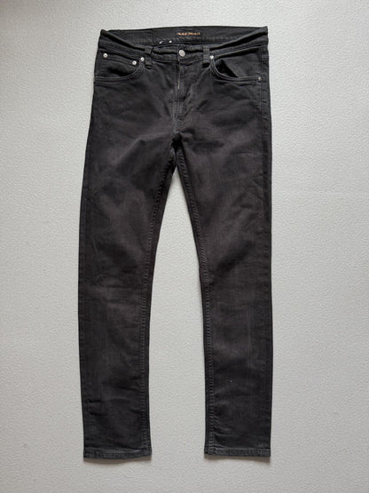 Nudie Jeans Lean Dean Black Denim Jeans 32x32 Straight Leg
