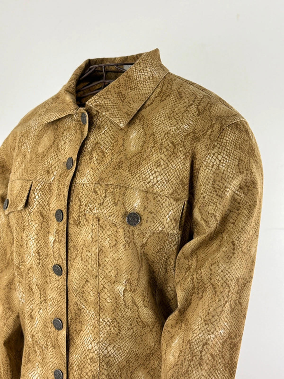 Snakeskin Print Cotton Trucker Jacket Size 12