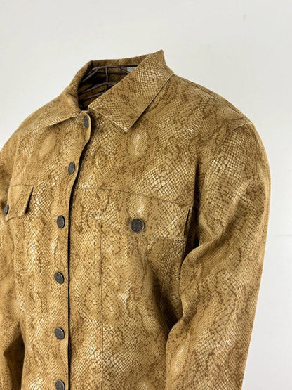 Snakeskin Print Cotton Trucker Jacket Size 12