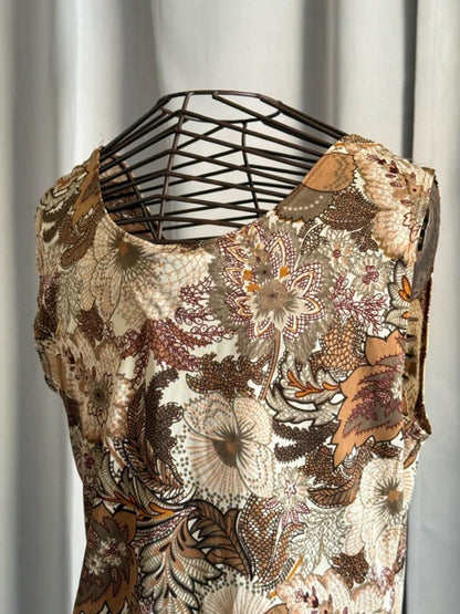 Y2K Boho Botanical Print Vest Top Large