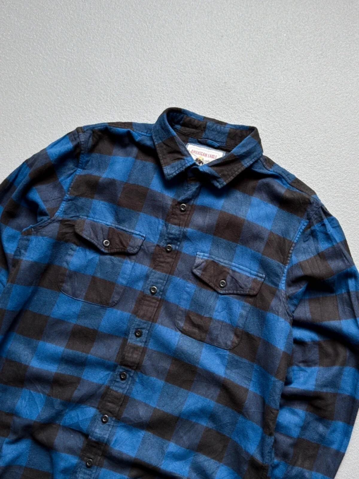 American Eagle Flannel Shirt Large Black & Blue