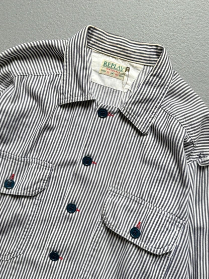 Replay 80s Railroad Stripe Chore Shirt Medium