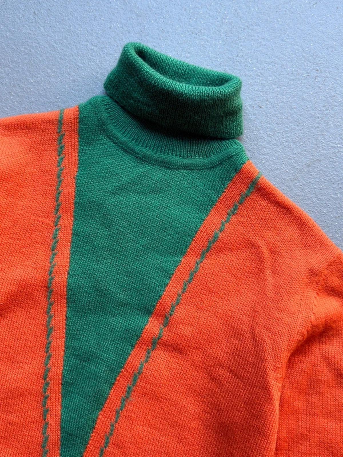 Vintage 70s Hand Knit Roll Neck Jumper Large Ladies