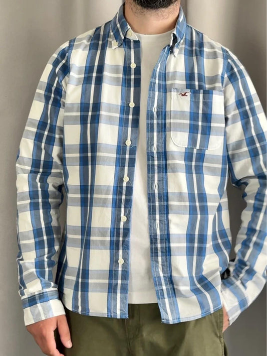 Hollister Y2K Check Blue Shirt XL Mens