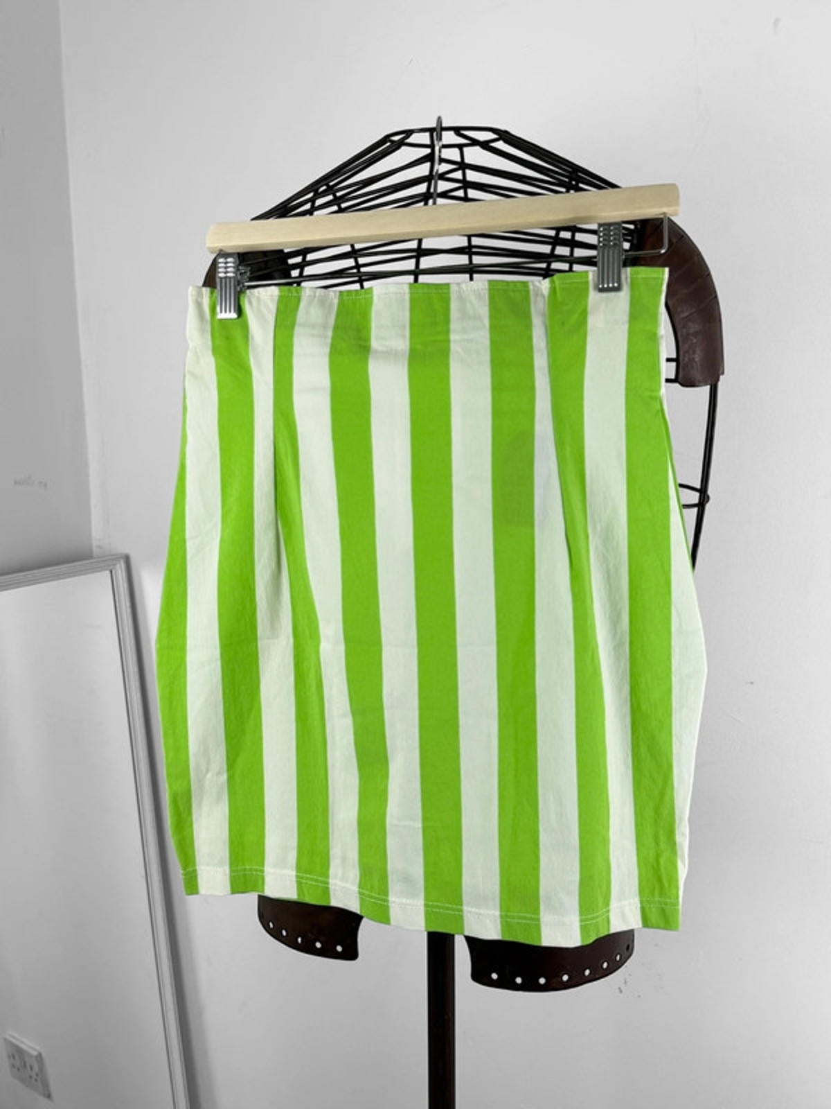 Vintage Green Stripe Fitted Skirt Size 8