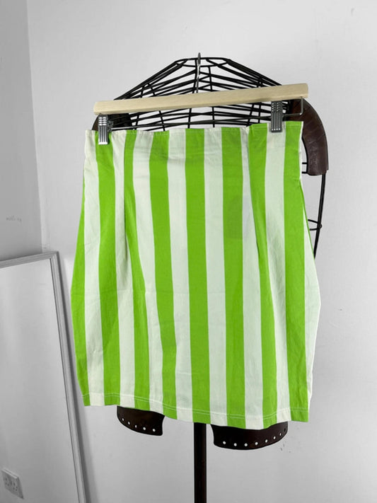 Vintage Green Stripe Fitted Skirt Size 8