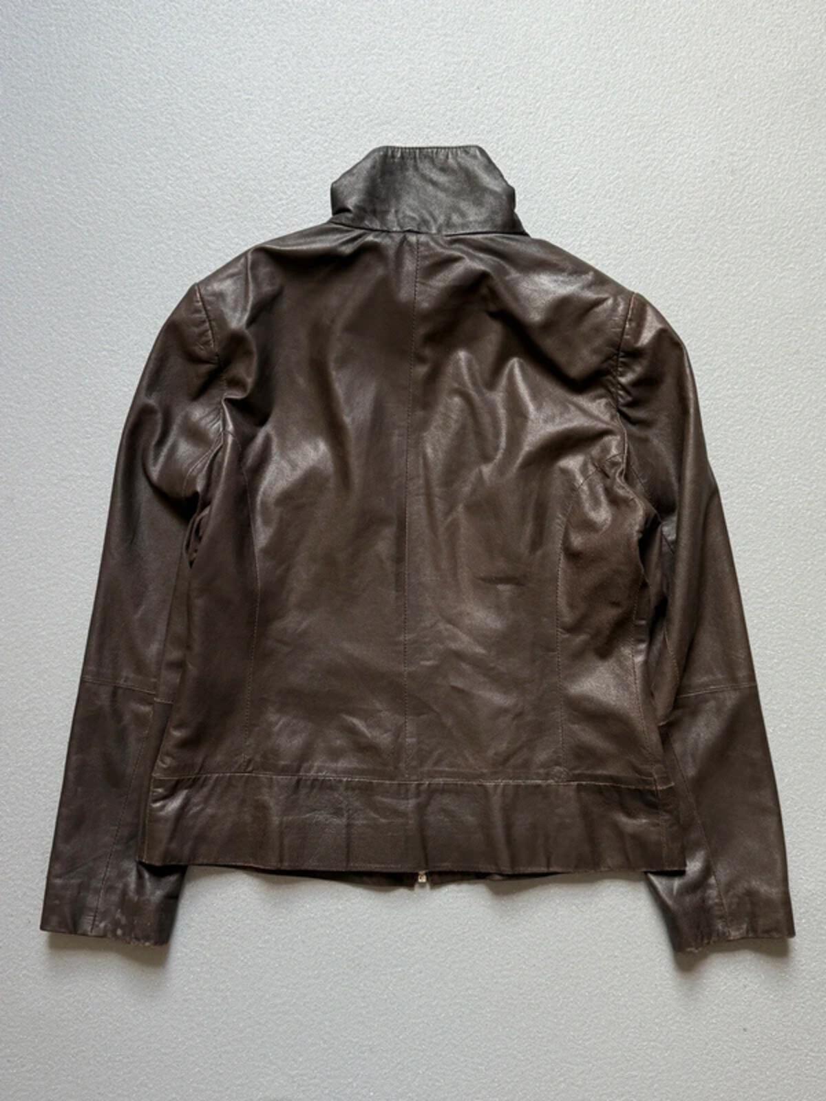 1980s Brown Leather Utility Jacket Large Ladies