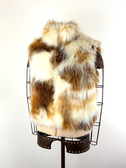 Y2K 70s Style Faux Fur Gilet XL