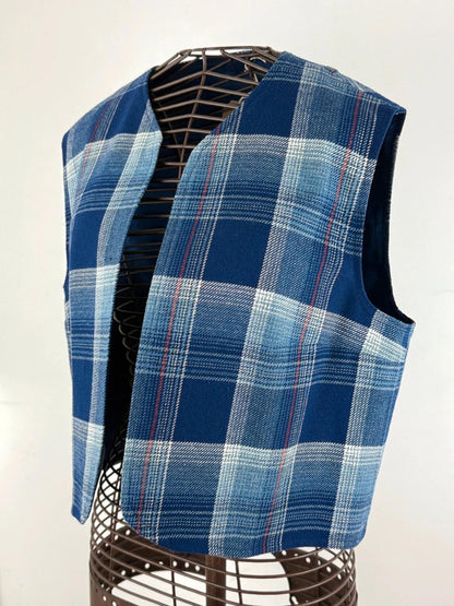 Vintage Plaid Cropped Waistcoat Medium Western