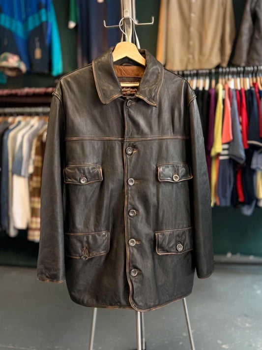 Marlboro Classics 90s Vintage Leather Field Coat Large