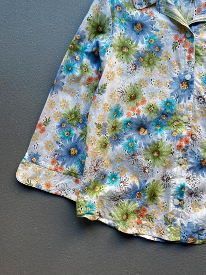 Alfred Dunner Linen Silk Floral Shirt Large Vintage